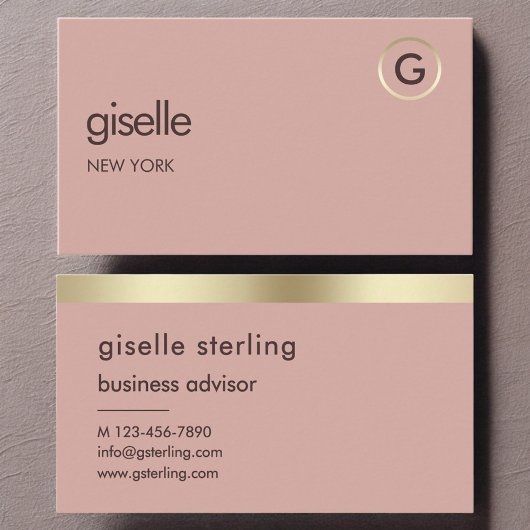 Carte De Visite Monogramme d'huile d'or Faux Rose du désert