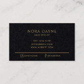 Carte De Visite Monogramme Diamant Noir Or Luxe Minimal Simple (Dos)