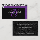 Carte De Visite monogramme d'impression de zèbre (Devant / Derrière)