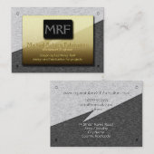 Carte De Visite Monogramme d'ingénieur de métal ouvré - or sur (Devant / Derrière)