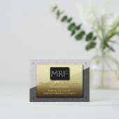 Carte De Visite Monogramme d'ingénieur de métal ouvré - or sur (Debout devant)