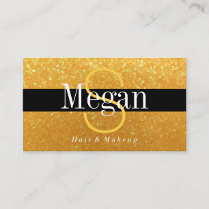Carte De Visite Monogramme DIY élégant Nom Paillettes dorées, Rayu
