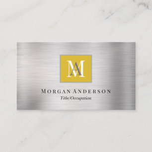 Carte De Visite Monogramme DIY nom blanc/gris, or et argent