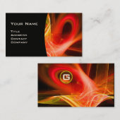 Carte De Visite MONOGRAMME D'OEIL FRACTAL SWIRL noir blanc rouge (Devant / Derrière)