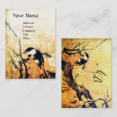 Carte De Visite MONOGRAMME D'OISEAU DE PRINTEMPS Brown Jaune Or Pe (Devant / Derrière)