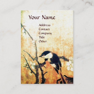Carte De Visite MONOGRAMME D'OISEAU DE PRINTEMPS Brown Jaune Or Pe
