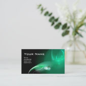 Carte De Visite MONOGRAMME D'OISEAU LUMIÈRE Vibrant noir bleu vert (Debout devant)