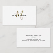 Carte De Visite Monogramme d'or blanc élégant et professionnel mod (Devant / Derrière)