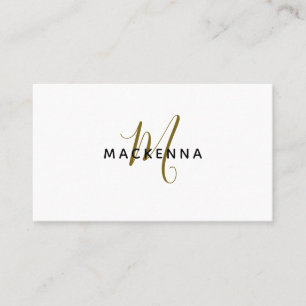 Carte De Visite Monogramme d'or blanc élégant et professionnel mod