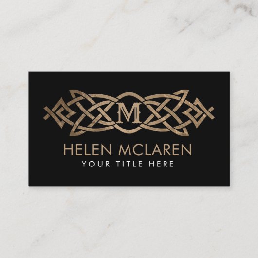 Carte De Visite Monogramme d'or de l'ornement des noeuds celtes (Devant)