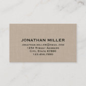 Carte De Visite Monogramme d'or en lin beige Premium (Dos)