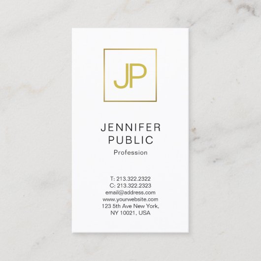 Carte De Visite Monogramme d'or moderne Design créatif professionn (Devant)