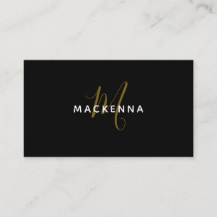 Carte De Visite Monogramme d'or noir élégant professionnel moder