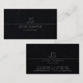 Carte De Visite Monogramme d'or noir élégant professionnel moderne (Devant / Derrière)