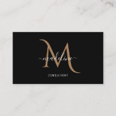 Carte De Visite Monogramme d'or noir moderne et élégant (Devant)