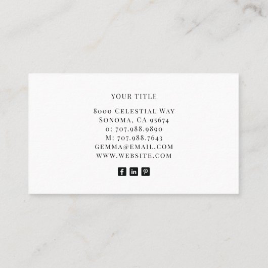 Carte De Visite Monogramme d'or noir moderne Nom du script féminin (Dos)