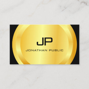 Carte De Visite Monogramme d'or noir moderne personnalisé Élégant