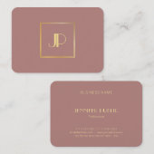 Carte De Visite Monogramme d'or professionnel Modèle élégant moder (Devant / Derrière)