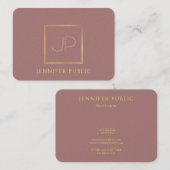Carte De Visite Monogramme d'or professionnel Modèle moderne luxe (Devant / Derrière)