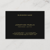 Carte De Visite Monogramme d'or professionnel Noir Élégant Plaine (Dos)