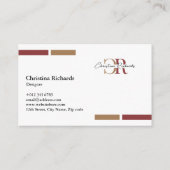 Carte De Visite Monogramme d'or simple et moderne de Bourgogne (Dos)