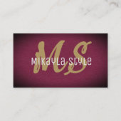 Carte De Visite Monogramme d'or sur Arrière - plan de Bourgogne te (Devant)