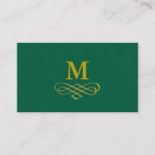 Carte De Visite Monogramme doré élégant et calligraphie (Devant)