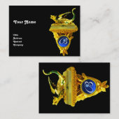 Carte De Visite MONOGRAMME D'ORGE DRAGON, jaune noir, bleu (Devant / Derrière)