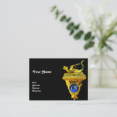 Carte De Visite MONOGRAMME D'ORGE DRAGON, jaune noir, bleu (Debout devant)