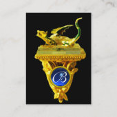 Carte De Visite MONOGRAMME D'ORGE DRAGON, jaune noir, bleu (Dos)