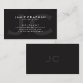 Carte De Visite Monogramme double / Noir lisse (Devant / Derrière)