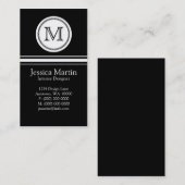 Carte de visite Monogramme doux et délicat, noir (Devant / Derrière)
