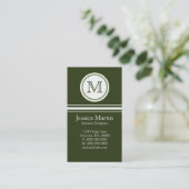 Carte de visite Monogramme doux et délicat, vert (Debout devant)