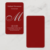 Carte de visite Monogramme du coin rouge foncé (Devant / Derrière)