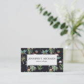 Carte De Visite Monogramme du motif | de paume d'aquarelle (Debout devant)