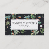 Carte De Visite Monogramme du motif | de paume d'aquarelle (Devant)