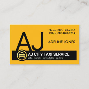 Carte De Visite Monogramme du nom de votre chauffeur de taxi