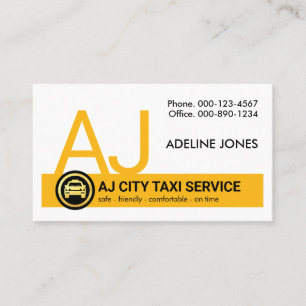 Carte De Visite Monogramme du nom de votre chauffeur de taxi