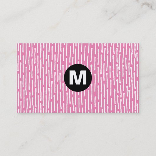 Carte De Visite Monogramme du point central - Lignes - Rose (Devant)