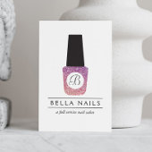 Carte De Visite Monogramme du salon à ongles sur Parties scintilla