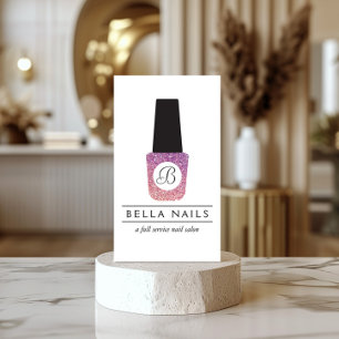 Carte De Visite Monogramme du salon à ongles sur Parties scintilla