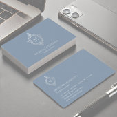 Carte De Visite Monogramme Dusty Blue Vintage Crest Élégant Initia