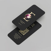 Carte De Visite Monogramme E Floral Black Gold