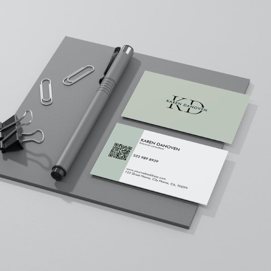 Carte De Visite Monogramme écologique minimaliste