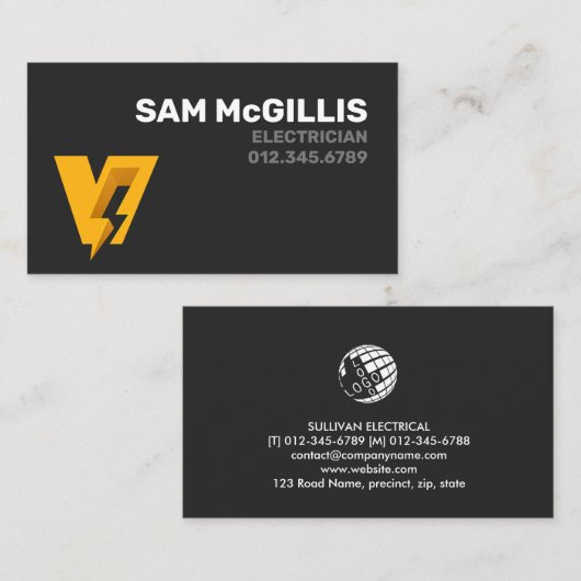 Carte De Visite Monogramme électrique V (Devant / Derrière)