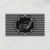 Carte De Visite Monogramme élégant A de zigzag noir et blanc de (Dos)