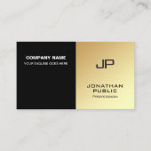 Carte De Visite Monogramme Elegant Black Gold Design moderne (Devant)