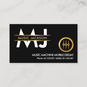 Carte De Visite Monogramme élégant Bordure Gold Placard Deejay D
