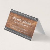 Carte De Visite Monogramme élégant | Cuir double pointillé | Bois  (Dos)