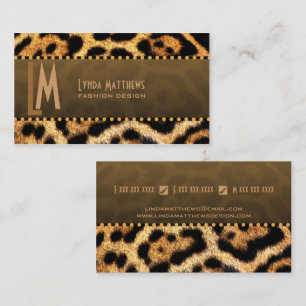 Carte De Visite Monogramme élégant d'empreinte de léopard